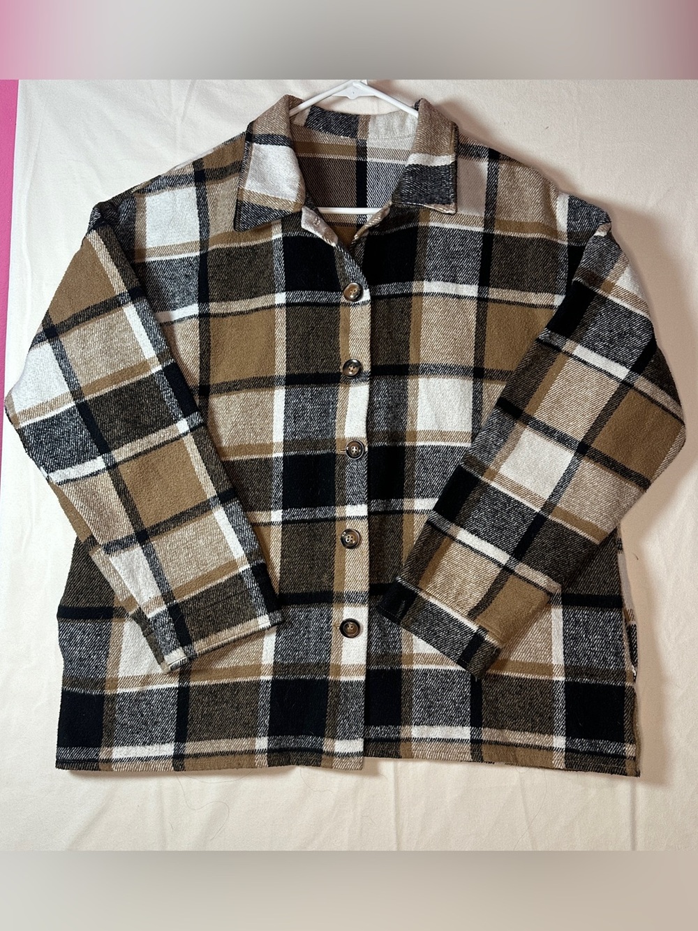 Fall aesthetic plaid flannel shacket long sleeve button up lager warm cozy XL